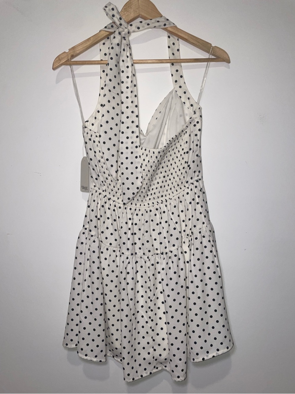 NWT - TRIXXI Mini Dress White & Black Polka Dot Halter Luxury Stylish Trendy - Picture 4 of 10